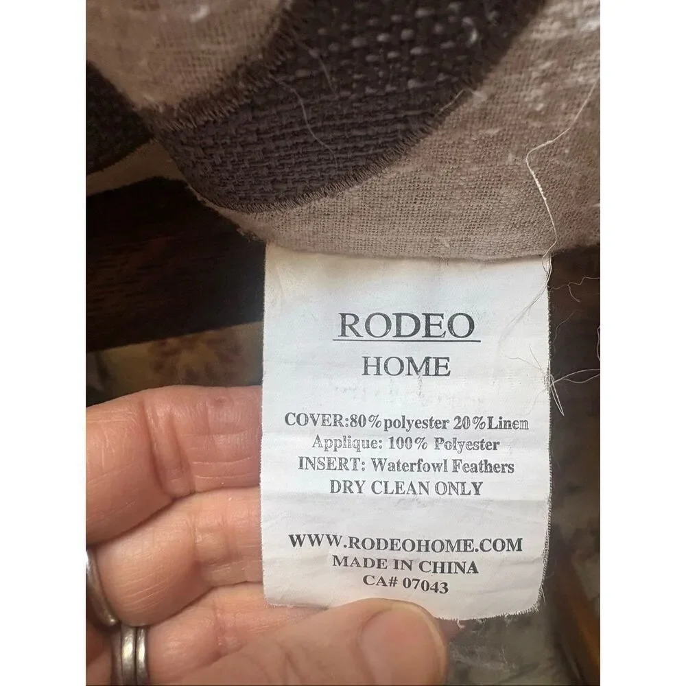 Gray and Tan Throw Pillow, by Rodeo Home, Feather Filled, 20” square